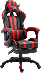 Piros pu gamer szék lábtartóval