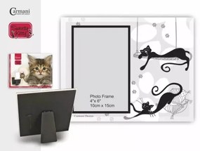 Üveg képkeret 23x18cm, 10x15-ös képnek, fekete macskás