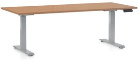 Állítható magasságú asztal OfficeTech D, 180 x 80 cm, szürke alap, bükkfa