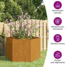 rozsda színű corten acél növénytartó 60 x 60 x 45 cm