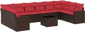 vidaXL 11 részes barna polyrattan kerti ülőgarnitúra párnákkal