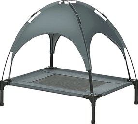 PawHut Emelt Kutyaágy Napernyővel, Kü açık Kutyaágy, Lélegző, Taft Anyag Képzeléshez Szürke 76 x 61 x 73 cm | Aosom