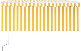 Sárga-fehér LED-es, szélérzékelős napellenző redőnnyel 3,5x2,5m