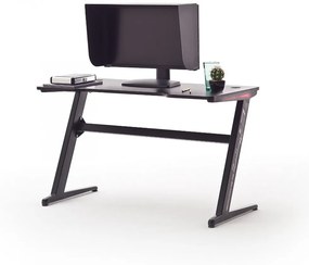 mcRACING Basic 5 gamer íróasztal fekete karbon optika borítással és beépített LED világítással