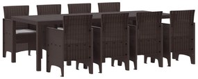 vidaXL Kert étkező szett 9 pcs Barna Polipropilén