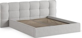 Szürke kárpitozott ágyneműtartós franciaágy ágyráccsal 200x200 cm Eric – Micadoni