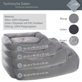 PESTUFF Kutyafekhely  L 80 x 70 x 20 cm szürke