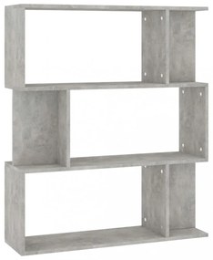 betonszürke szerelt fa könyvszekrény/térelválasztó 80x24x96 cm