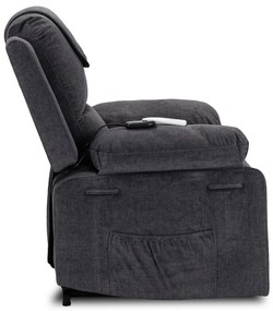 Elektromosan Vezérelhető Masszázsfunkciós Relaxfotel Sötétszürke Színben, Felállást Segítő Funkcióval. FENIX