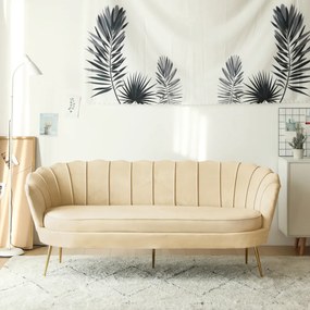 Luxus kanapé, 3 személyes, bézs Velvet szövet/arany, Art-deco, NOBLEO TYP 2