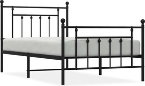 vidaXL fekete fém ágykeret fej- és lábtámlával 100 x 190 cm