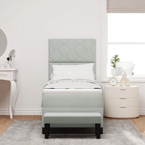Box Spring Ágy Matraccal és Pad világosszürke 80x200 cm Bársony