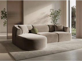 Világosbarna bársony sarokkanapé (bal oldali-heverő résszel) Campi – Cosmopolitan Design