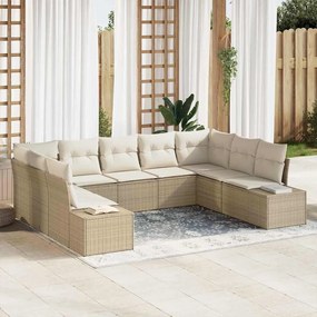vidaXL Kerti Kanapé Szett párnával 9 pcs Beige és krém Polyrattan