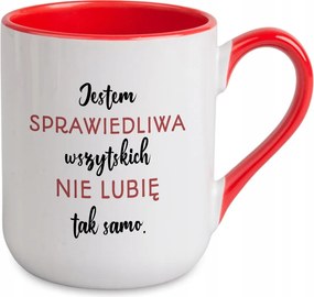 Bögre Coffe Piros Igazságos Vagyok Ajándék az irodába Vicces Minta