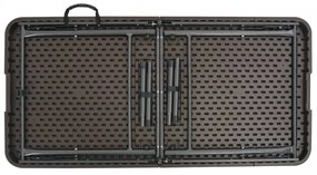 barna rattan hatású HDPE összecsukható kerti asztal 120x60x74cm