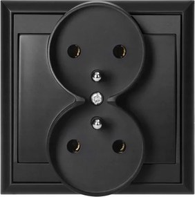 Fekete matt dupla aljzat földelt kerettel Luna Abex