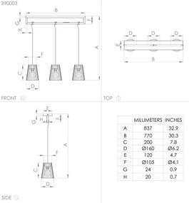 Eglo 390003 - Csillár zsinóron BOGOTA 3xE27/40W/230V fekete