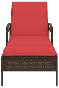 Napozóágy Párnával Barna 63x200x81 cm Poli Rattan