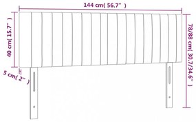 sötétbarna szövet LED-es fejtámla 144x5x78/88 cm