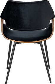 DAKOTA bársony szék fekete / dió színben