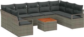vidaXL Kerti Kanapé Szett tárolóval 10 pcs Szürke polirattan