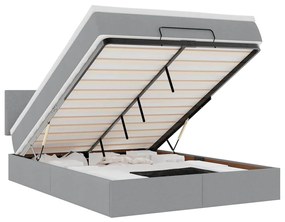 Ottomán ágy matraccal &amp; LED-ek Világosszürke 140x190 cm szövet