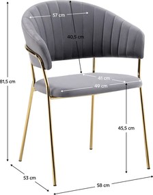 Design étkezőszék, szürkésbarna Velvet szövet/gold króm arany, DASMIN TYP 1