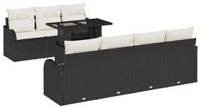 Kerti Kanapé Szett 8 pcs Fekete 100 x 55 x 73 cm Poli rattan