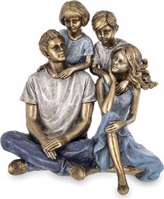 Családi Figura Gyerekekkel Arany Kék Szürke 15cm 2 Két Gyerek 4FŐ