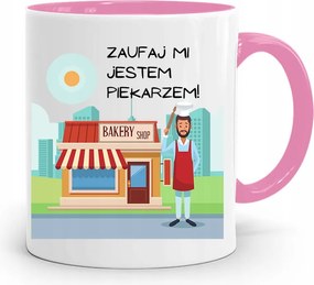 Rózsaszín Bögre Péknek Bízz Bennem! Ajándék fényképes nyomattal