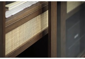 Sötétbarna tálalószekrény tolóajtóval, tölgyfa dekorral 110x160 cm Barrali – Unique Furniture