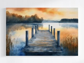 Vászonkép Canvas Kilátás Tájkép Szabadtéri Tó Móló Híd 120x80