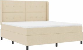 vidaXL LED Box Spring Ágy matracmal Krém 180 x 200 cm szövet