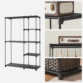 Szabadon álló gardrób, összecsukható szekrény, 112 x 165 x 43 cm, fekete