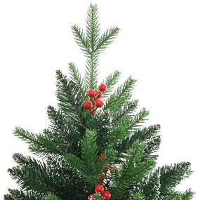 csuklópántos műkarácsonyfa piros bogyókkal 150 cm