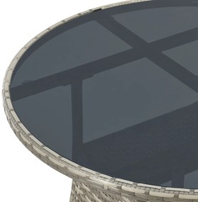 Juskys Rattan kerekasztal Yoro Ø80 cm - szürke