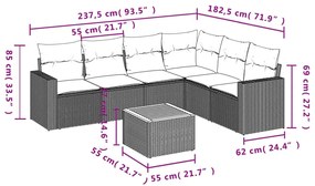 7 részes bézs polyrattan kerti ülőgarnitúra párnákkal