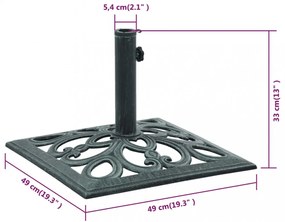 zöld öntöttvas napernyőtalp 12 kg 49 cm