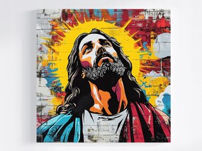 Vászonkép Canvas Fal Tégla Graffiti Street Art Jézus Portré 80x80