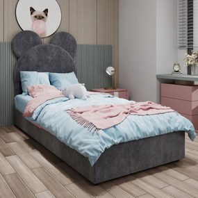 Kárpitozott ágy Dupla gyerekágy 140x200 hidraulikus szürke