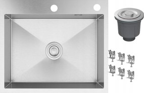 Acél Mosogató Króm Egymedencés Ezüst Konyhai Szifon BARI60