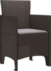 vidaXL Kerti Szék párnával 2 pcs Barna 53 x 49 x 85 cm Polipropilén