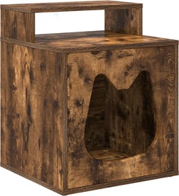 vidaXL Macska Ház Füstölt tölgy 42,5 x 40 x 53,5 cm Faanyag