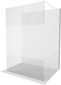 Mexen Kioto Walk-In Zuhanyfal    szabadonálló  100 x 200 cm,  átlátszó üveg/ szatén  8 mm,  fehér  - 800-100-002-20-3 Walk-In Zuhanyfal