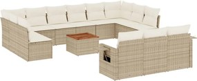 vidaXL 14 részes bézs polyrattan kerti ülőgarnitúra párnával