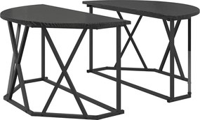 vidaXL Dohányzóasztal Fekete tölgy 80 x 80 x 42 cm Műszaki fa és acél