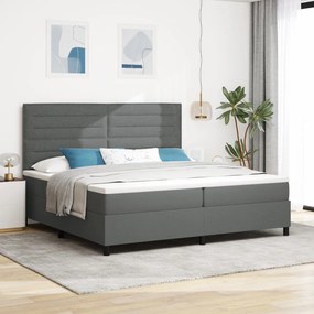 Boxspring ágy matraccal, sötét szürke 200x200 cm szövet