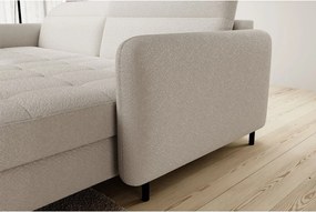 Bézs buklé kinyitható-tárolóhelyes sarokkanapé (jobb oldali-heverő résszel) Gomsi – ELTAP