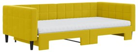 sárga kihúzható bársony heverő matraccal 100 x 200 cm